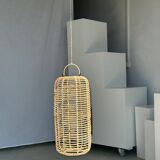 Large lantern-shaped rattan pendant lamp H50 D24