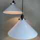 2x vintage white metal pendant lamps – 1980s