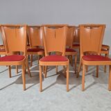 12 orange Baumann chairs 1970s