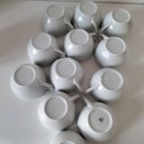 12 White Porcelain Cups