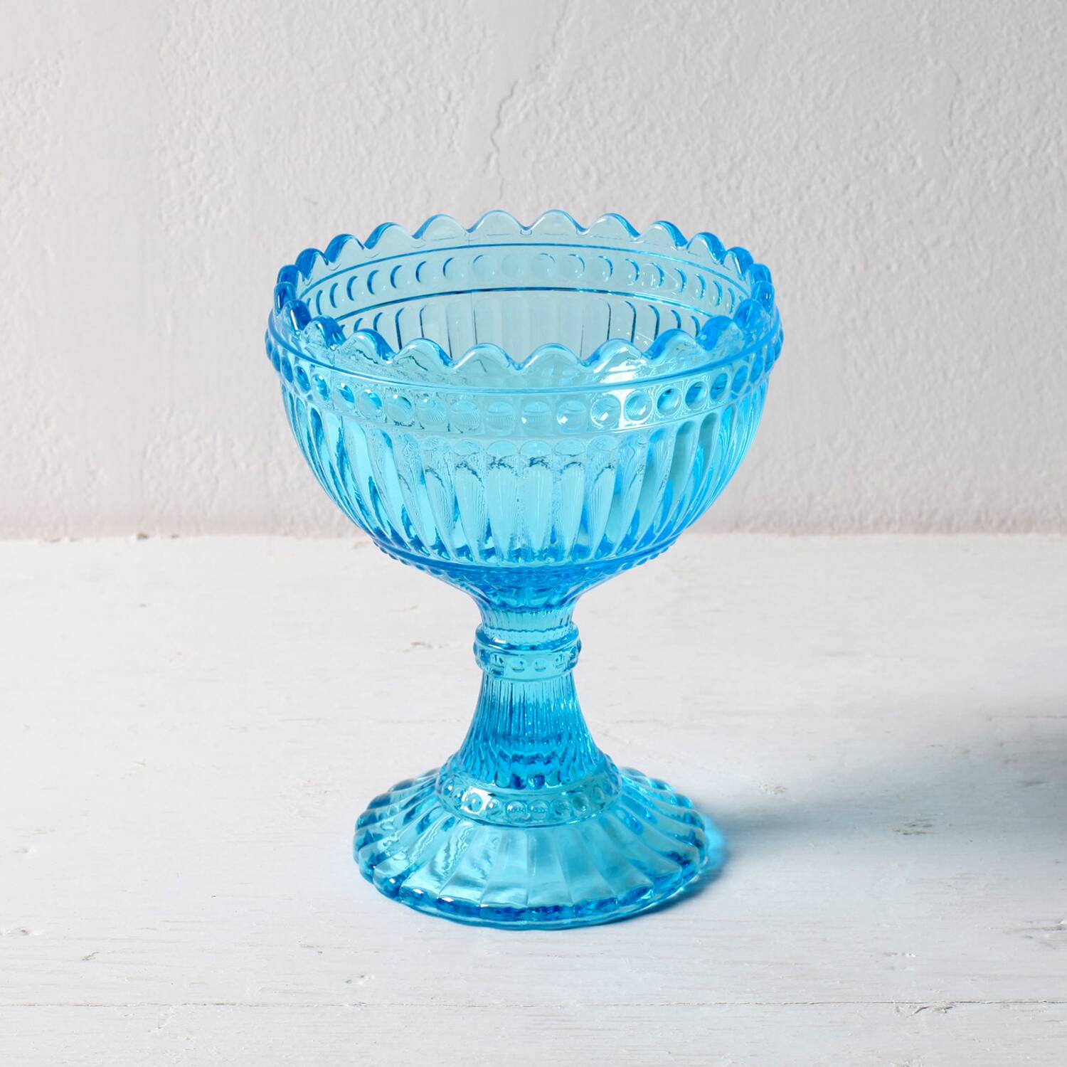 Vintage Iittala Marimekko Aqua Blue Pedestal Bowl - Finnish Design