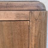 High art deco chest of drawers with mustache feet in raw walnut, 1930s