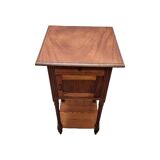 Table de chevet ancienne française en pin et acajou, fin du 19e siècle