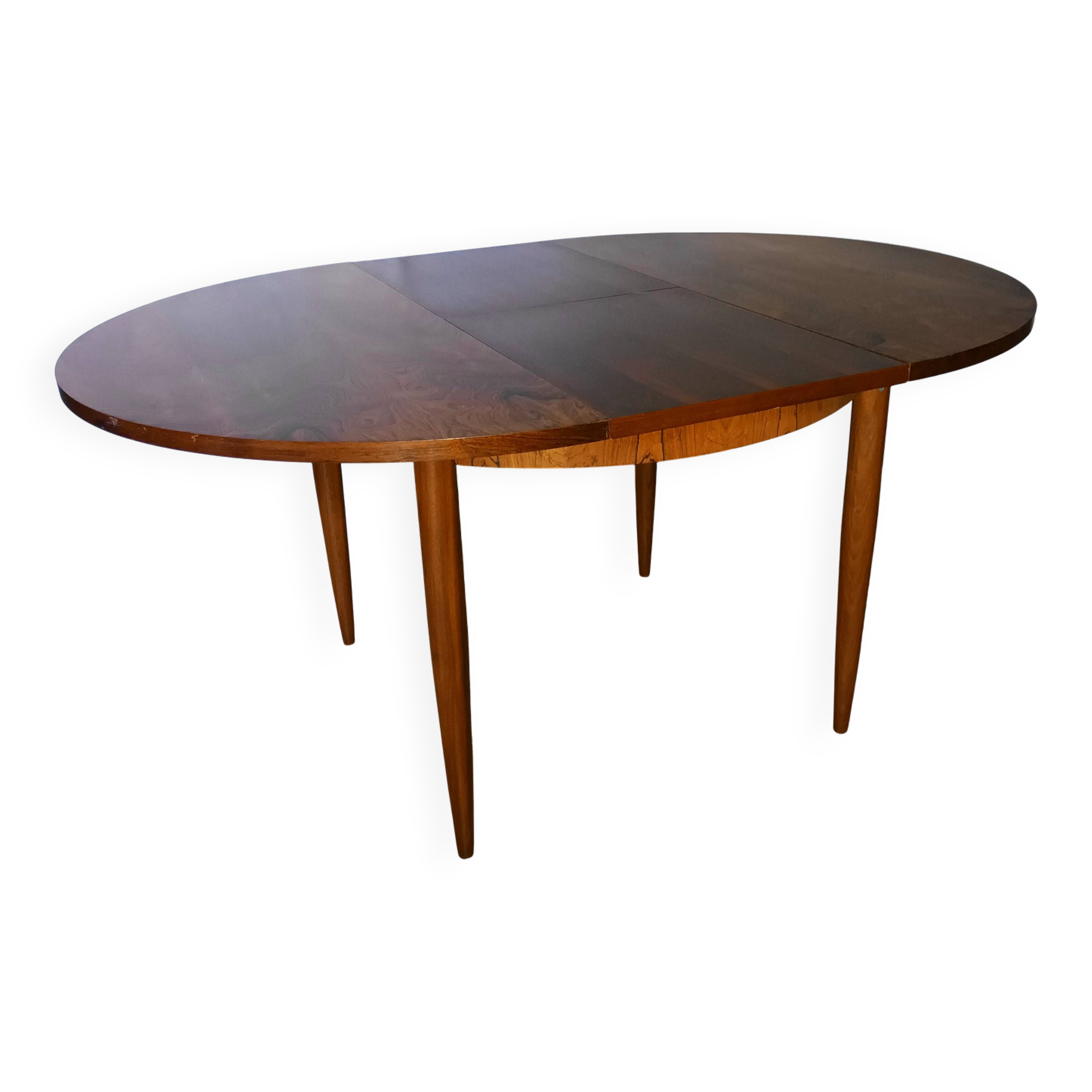 Round rosewood table with extension from the 70s