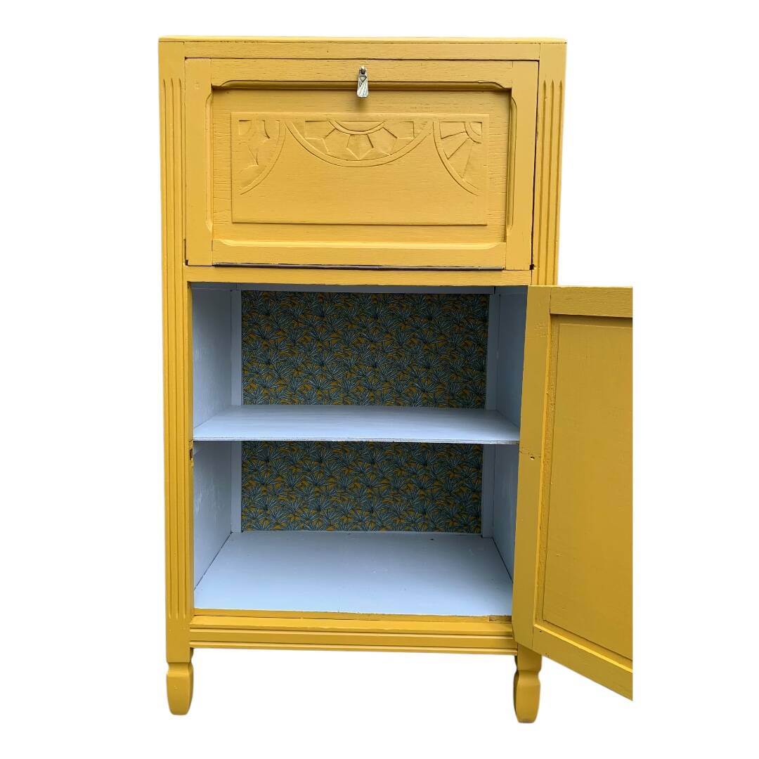 Parisian art deco buffet in yellow ochre