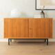 1960s sideboard, walnut veneer, black steel legs