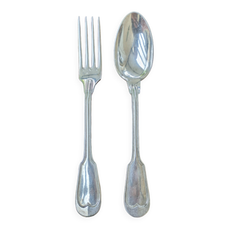 Ercuis silver plated fork and spoon set 84g