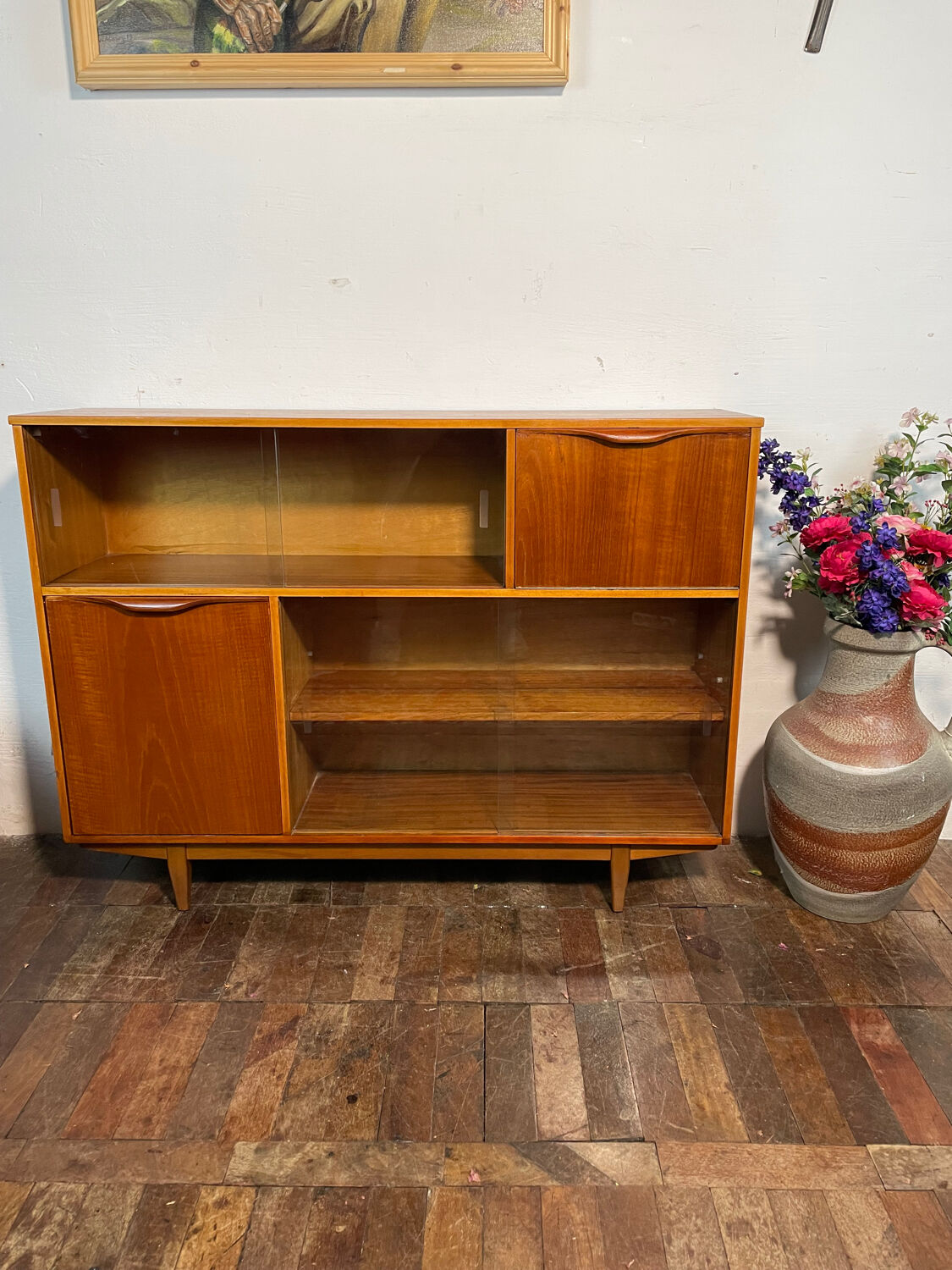 Mid century retro vintage teak cocktail bar display cabinet 1960