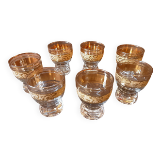 Set of 7 crystal liqueur glasses