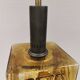 Older square hanging lamp with olive colored outer glass with inner shade of crystal glass