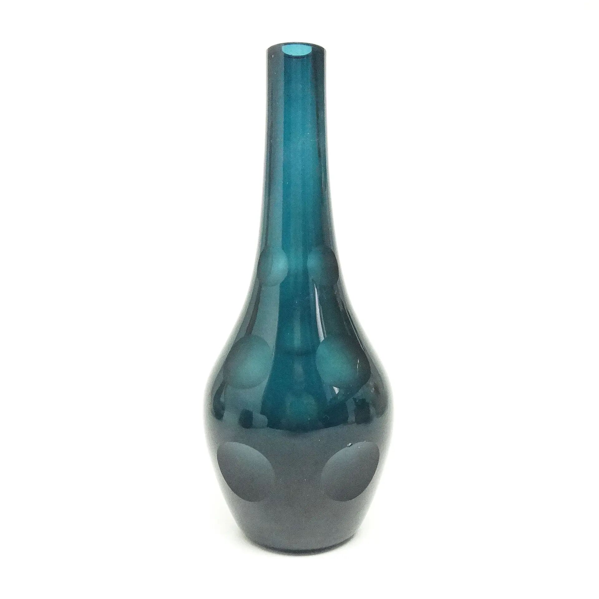 Postmodern vase, teal glass, WMF, Germany, 1960s