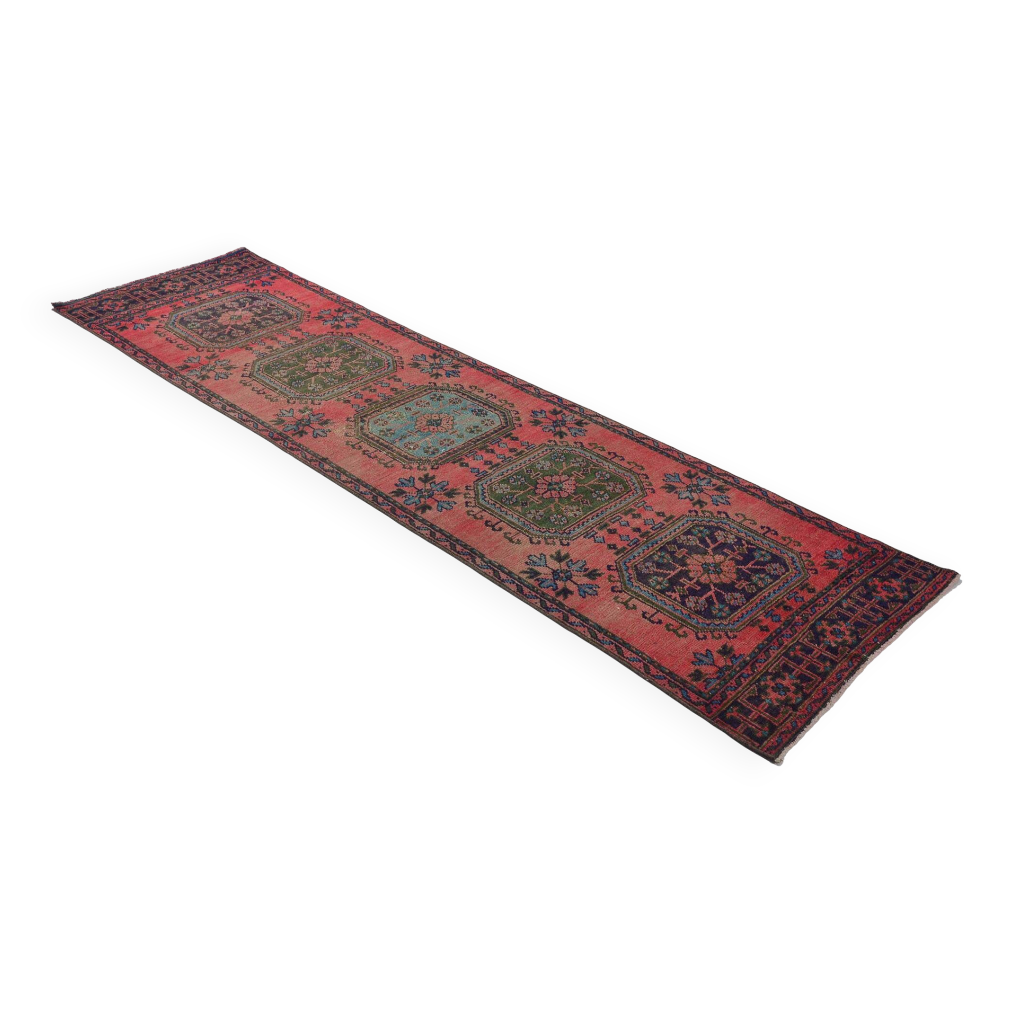 Tapis couloir vintage fait main – Anatolie, années 1950 – 305x94 cm
