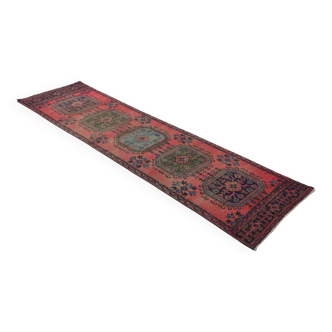 Tapis couloir vintage fait main – Anatolie, années 1950 – 305x94 cm