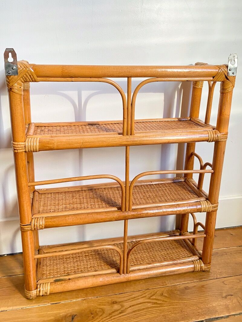 Rattan wall shelf
