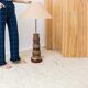 XXL ceramic floor lamp with shade - 1960s