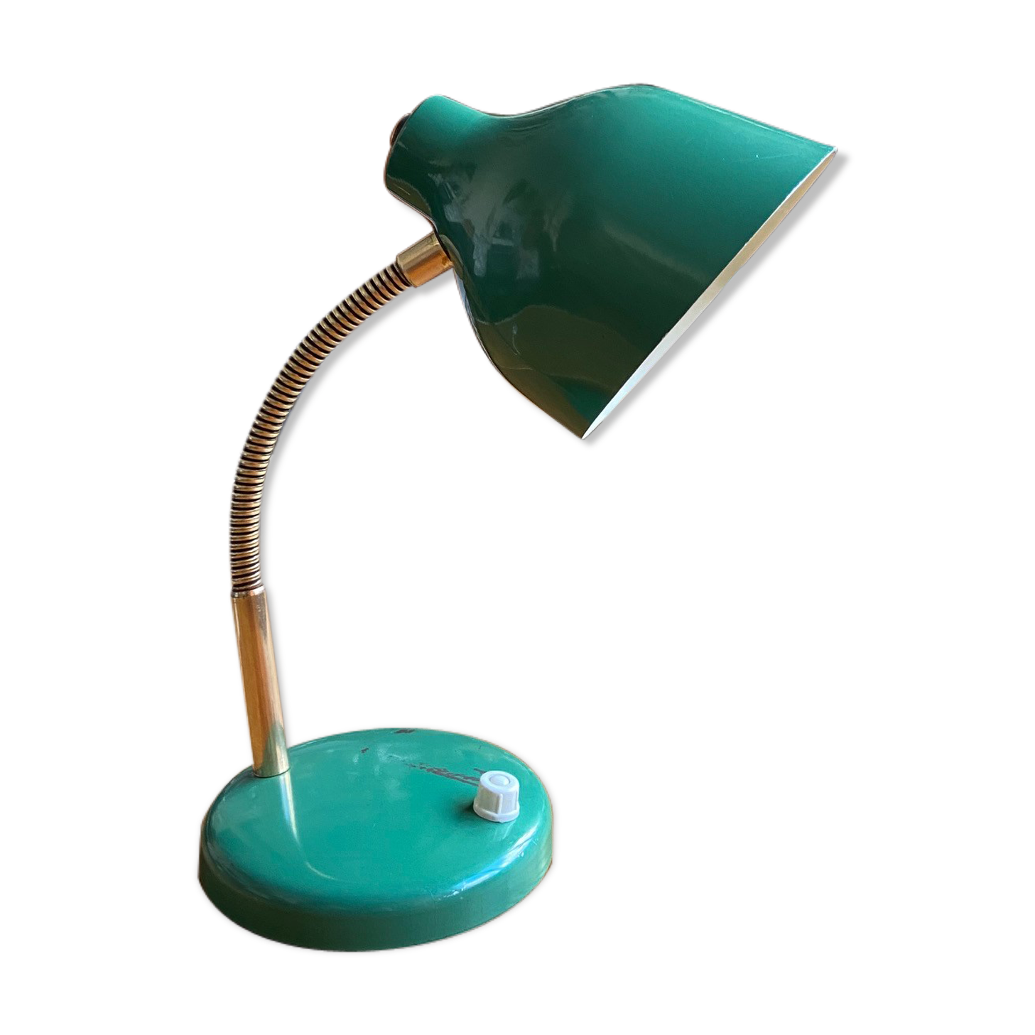 Green enamelled desk lamp