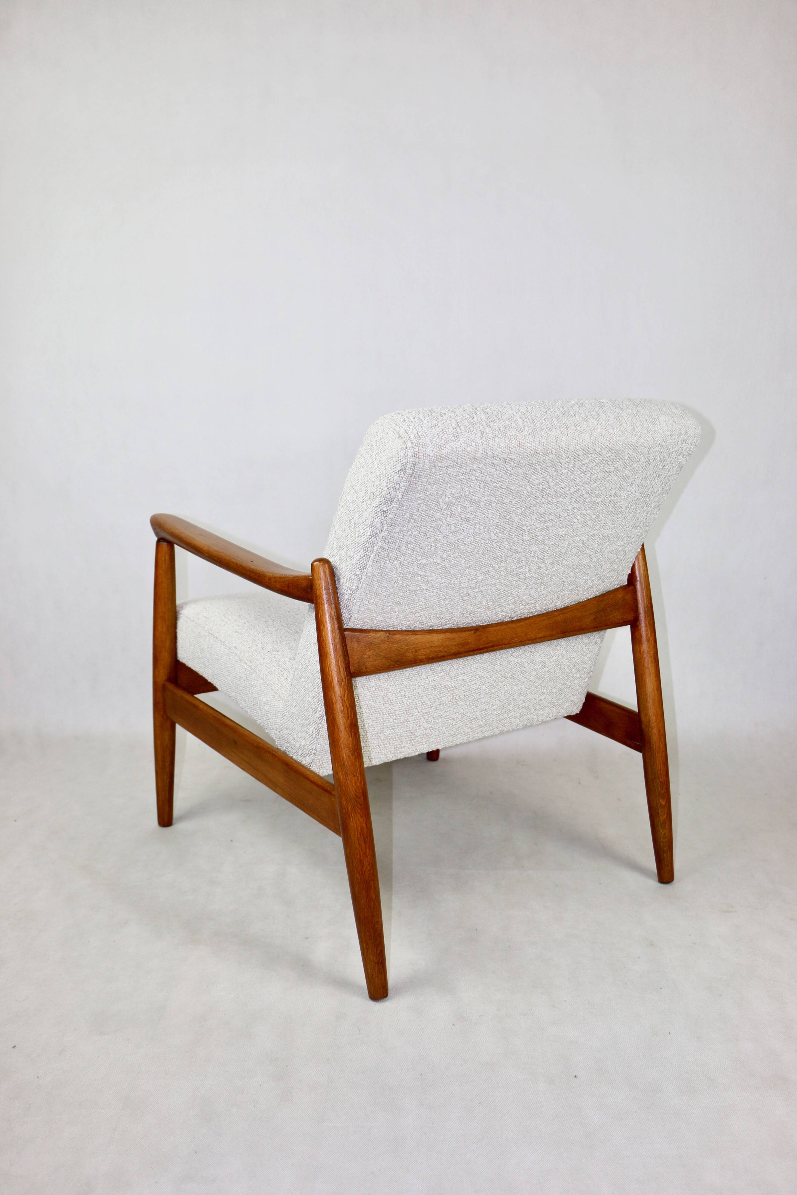 GFM-64 Brown Armchair in White Ivory Bouclé attributed to Edmund Homa, 1970s