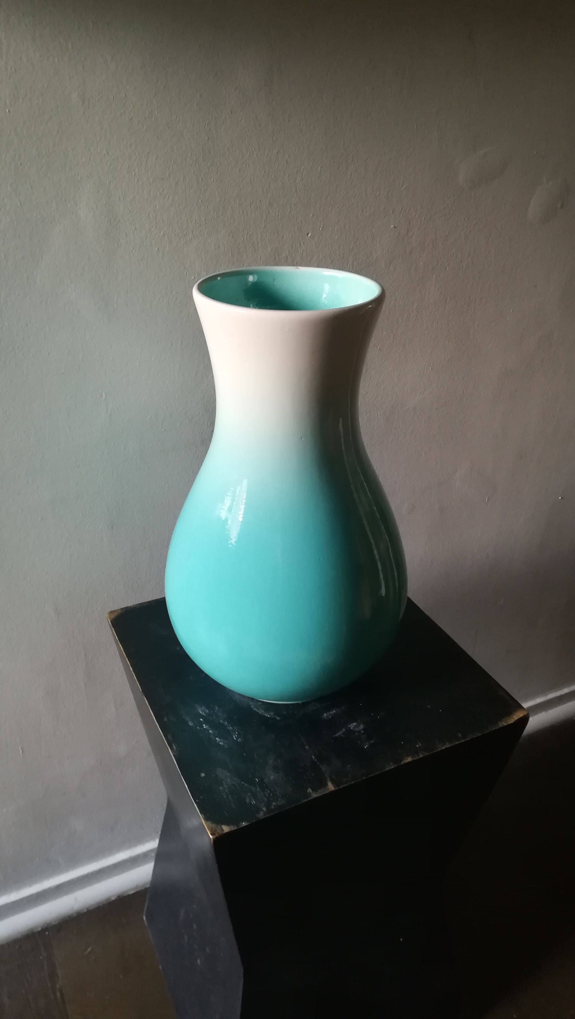Large vase ceramic signed turquoise blue vallauris Ricard, around 1960.