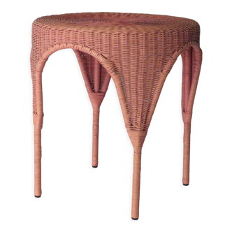 Vintage coffee table or side table in pink wicker
