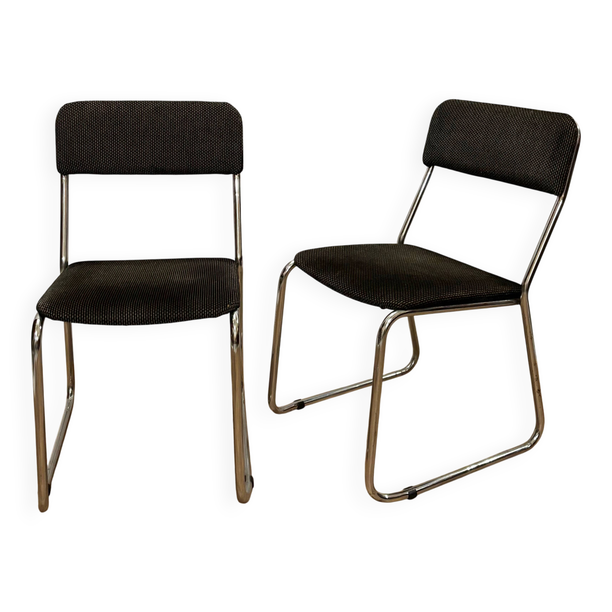 Lot de 4 chaises années 70 métal chromé