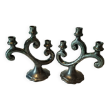 Pair of Large Vintage Ceramic Candelabras by Sars Potteries Maine