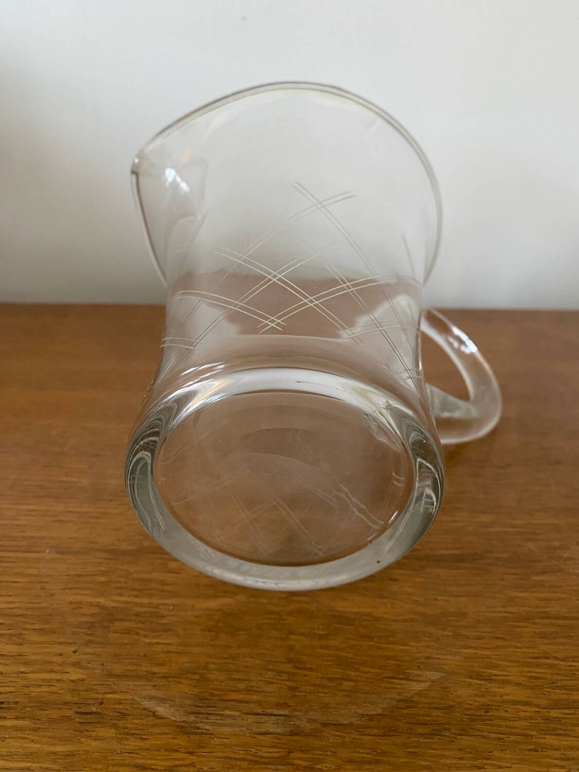 Antique Clear Blown & Engraved Glass Pitcher Vintage Service