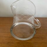 Ancien Pichet Verre Soufflé & Gravé Transparent Service Vintage