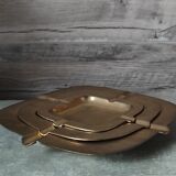 Trio of stackable brass ashtrays