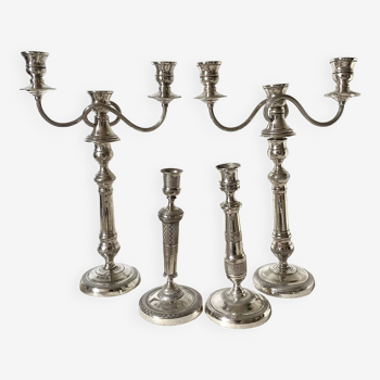 Pair of English style modular candlesticks and candle holders