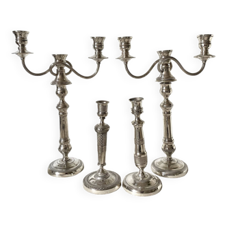 Pair of English style modular candlesticks and candle holders