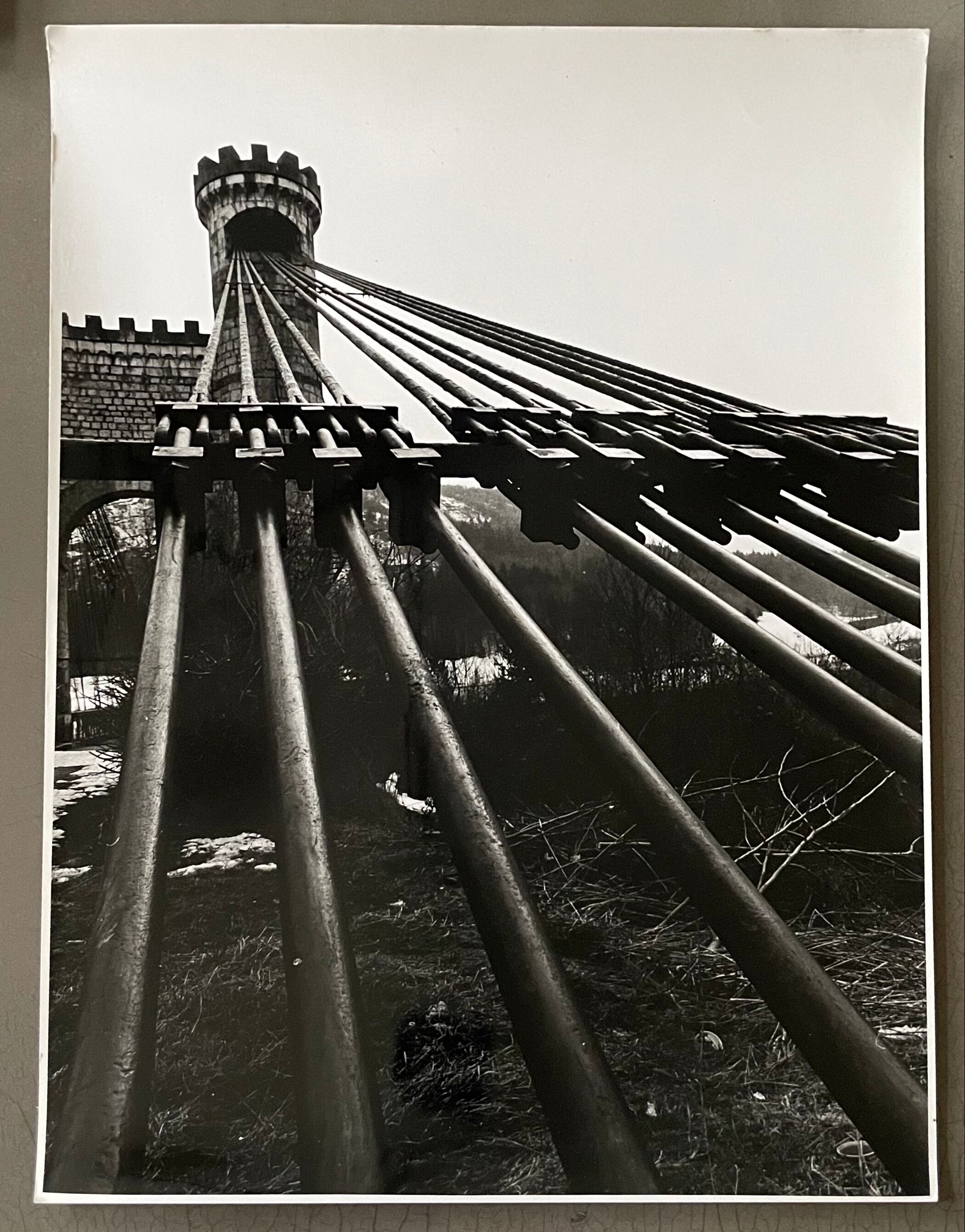 Photograph black and white silver print circa 1970 architecture