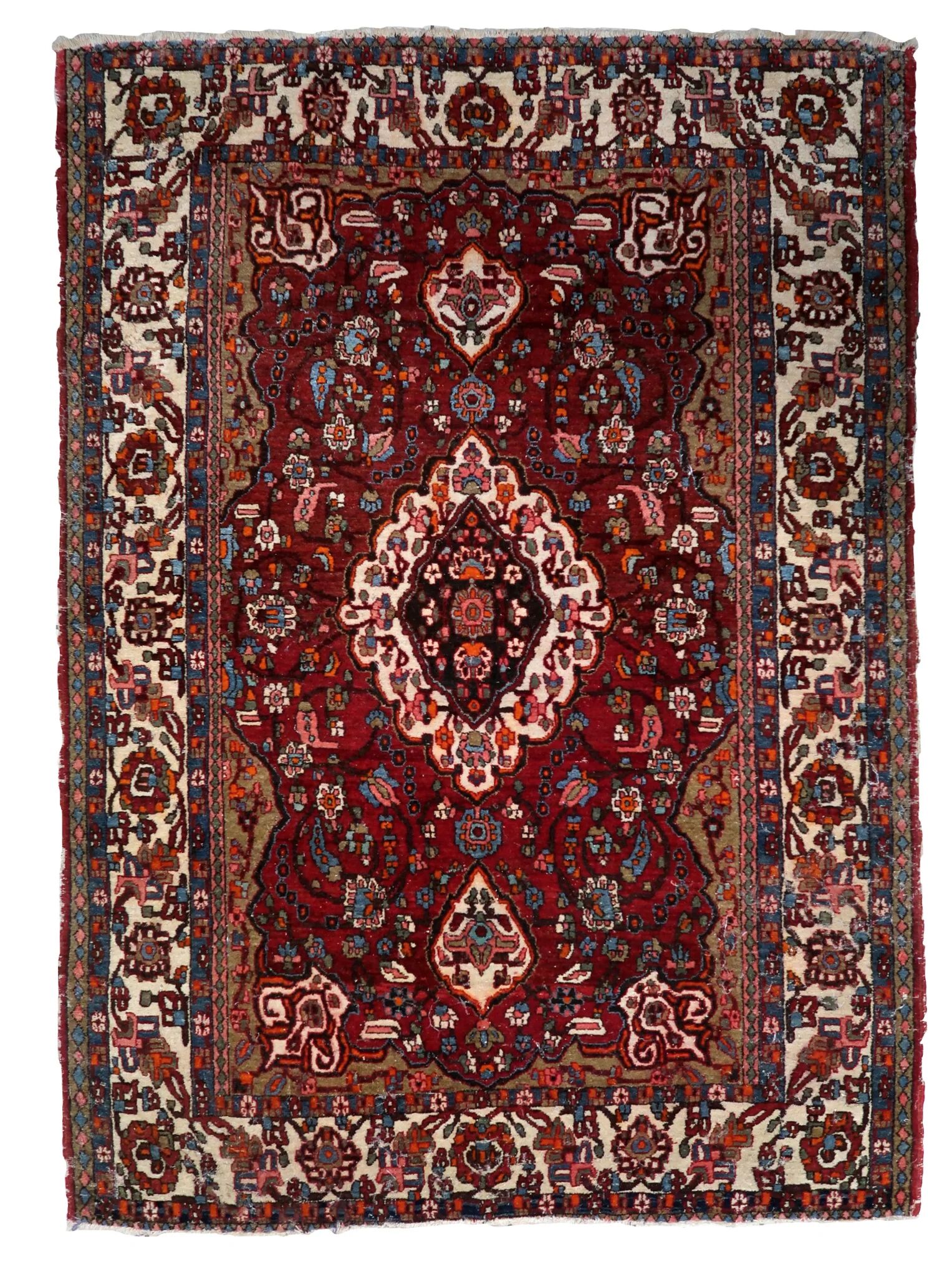 Handmade vintage Persian style Mahal rug 142cm x 204cm 1950s