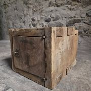 French antique oak safe, lockable rustic chest, circa 1750–1850.