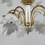 Lustre en céramique, laiton et verre de Murano des années 1970