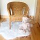 Vintage children's armchair in wicker and rattan