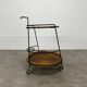 Raoul Guys style metal and rattan serving trolley from the 50s