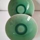 Two celadon crackle effect deep plates