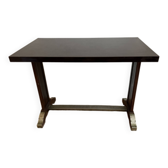 Table de bistrot en bois formica et Zinc années 1930