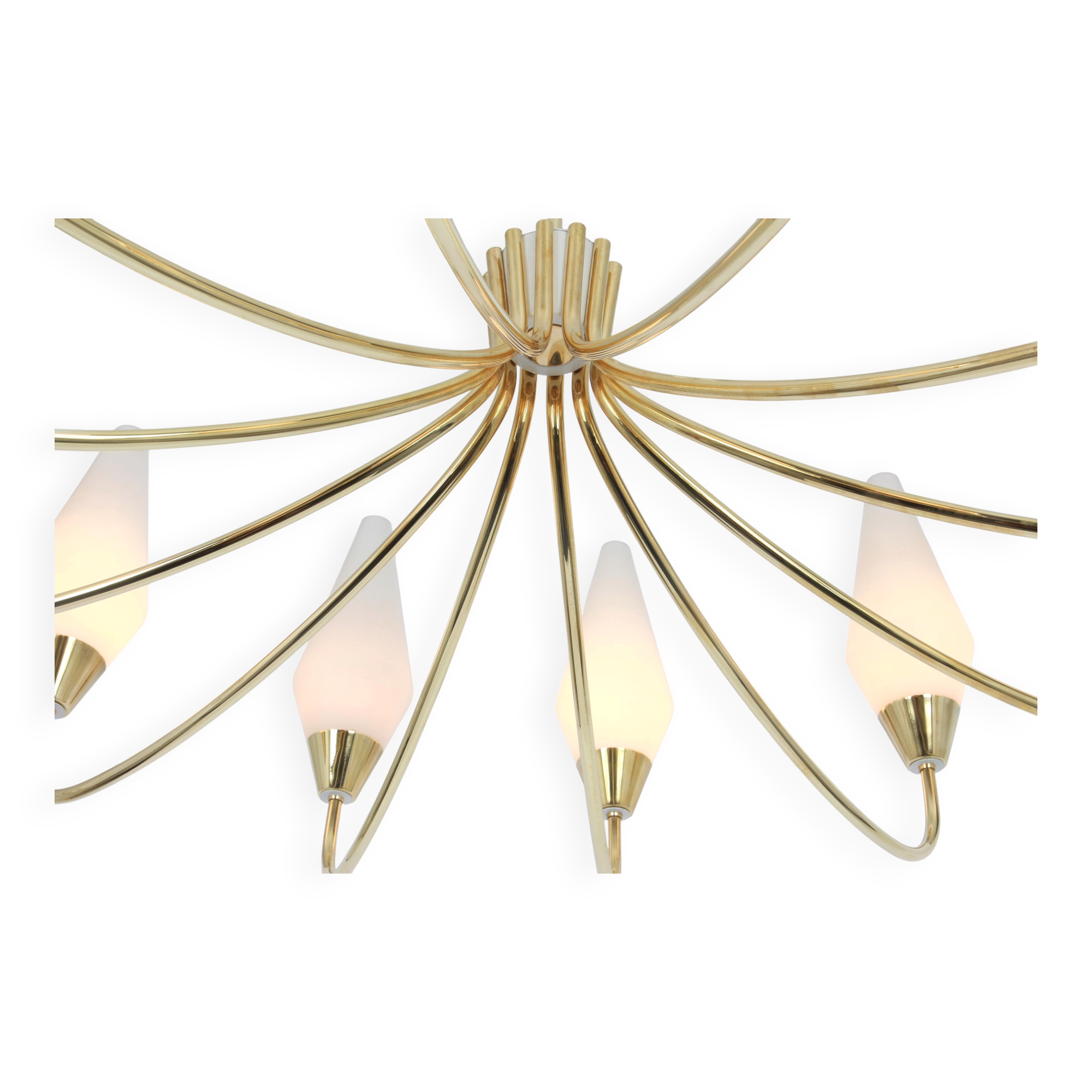 Classic glass chandelier, in the Stilnovo style, 1950s.