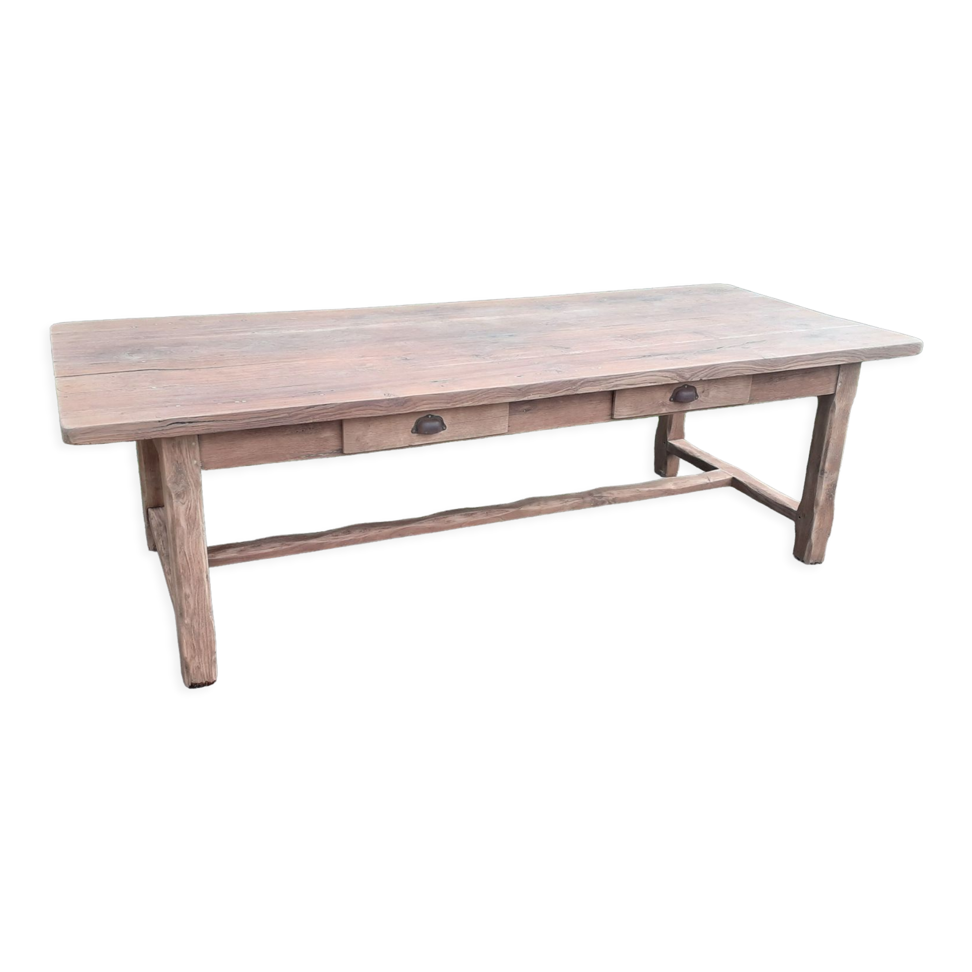 Farm table 2 drawers solid oak raw wood