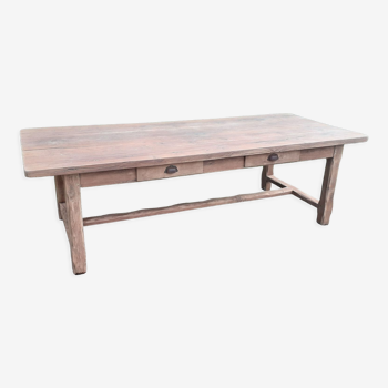 Farm table 2 drawers solid oak raw wood