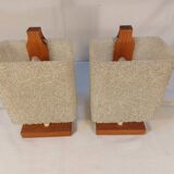 Pair of vintage Scandinavian table lamps in teak and Perspex