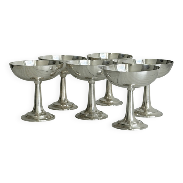 Lot de 6 coupes à champagne en métal argenté