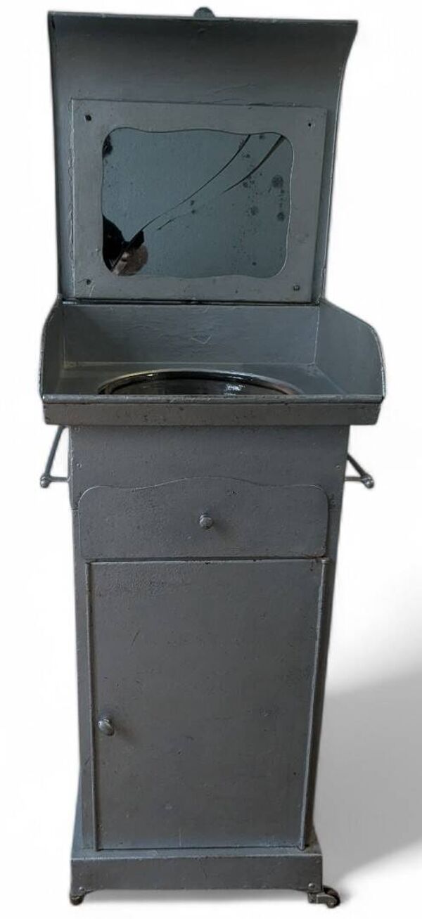 Rare cabinet de toilette de cabine Art Déco – mobilier marin ancien ~1930