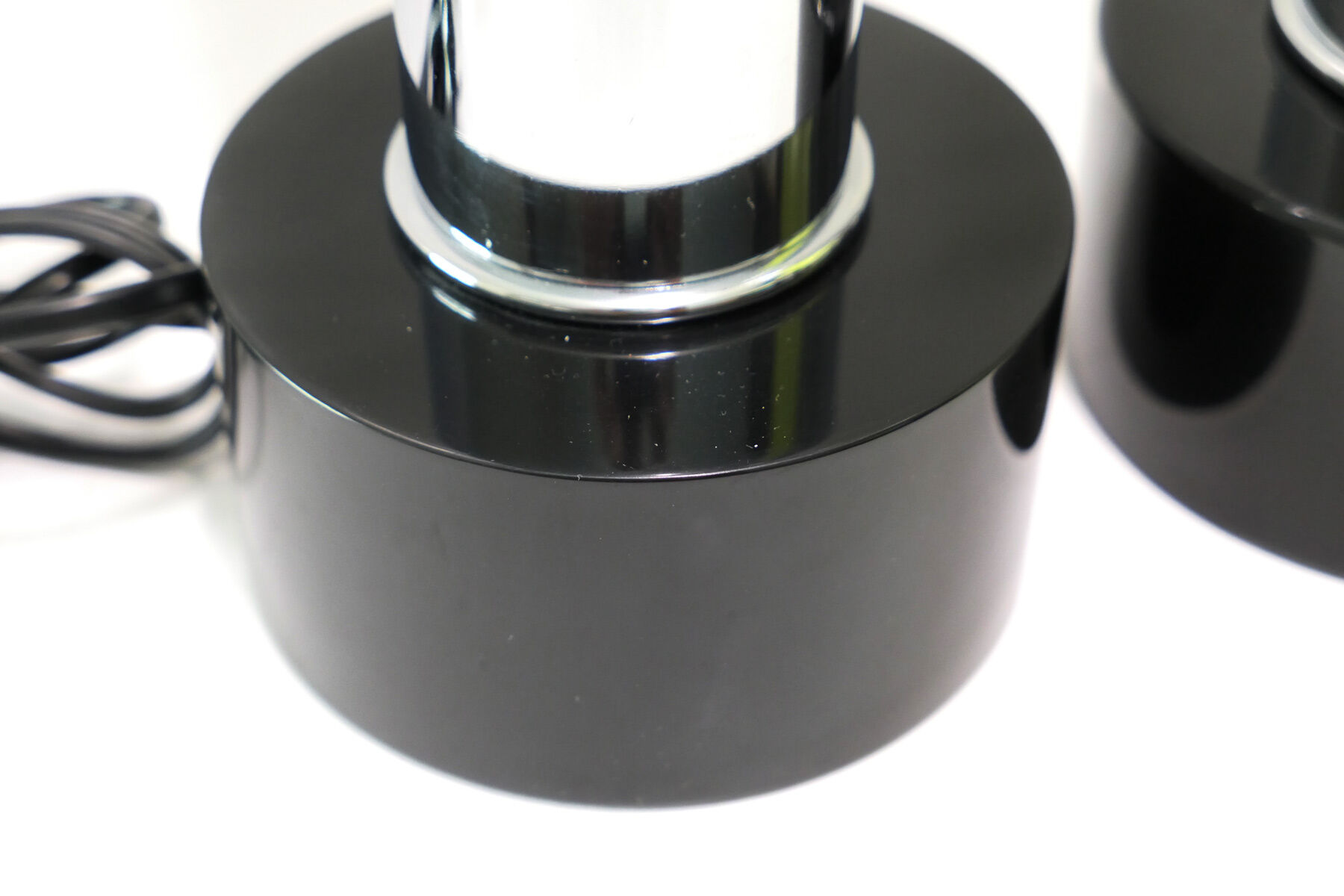 Set of 2 table lamps bases black resin and chrome steel 1970s