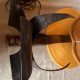 Vintage wrought iron burlap table lamp