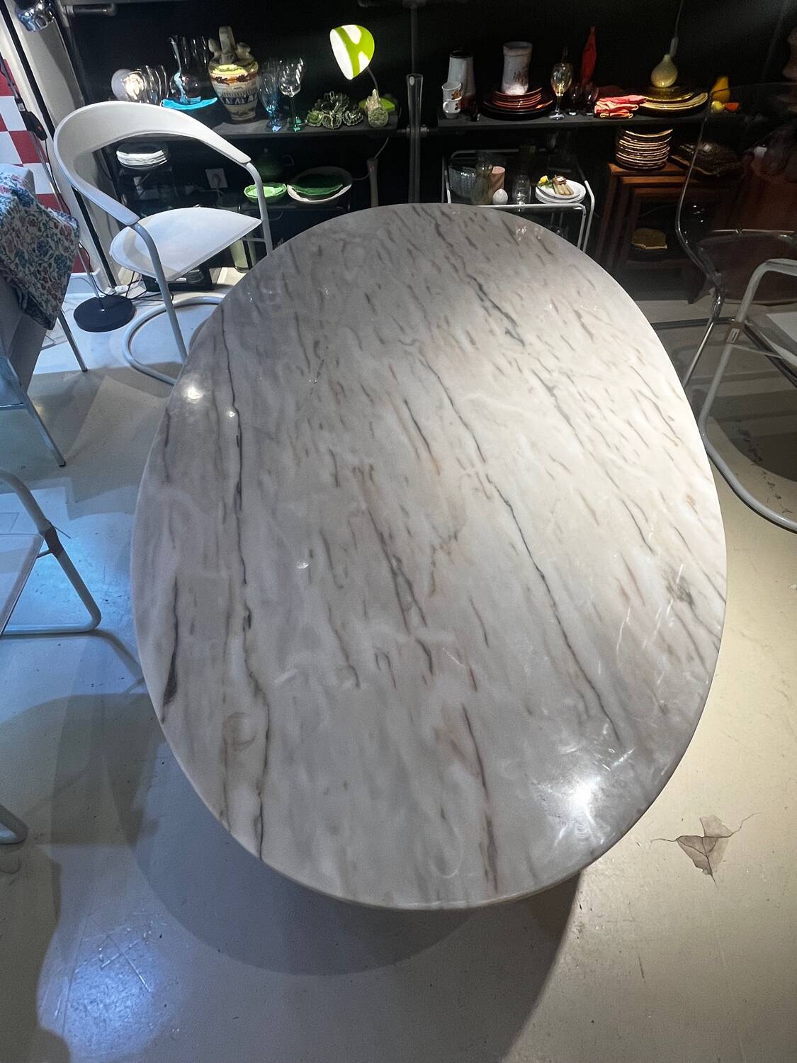 Marble dining table and steel base