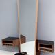 Wooden Entryway Mirror Organizer with Black Glass Tops, Italy