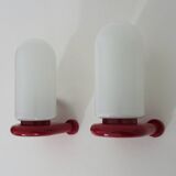 Pair of red and white Space Age wall lights 60s 70s