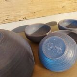 Set of 9 ceramics 60, 70'S, Jean Pierre Gasnier, Salad bowl and cups